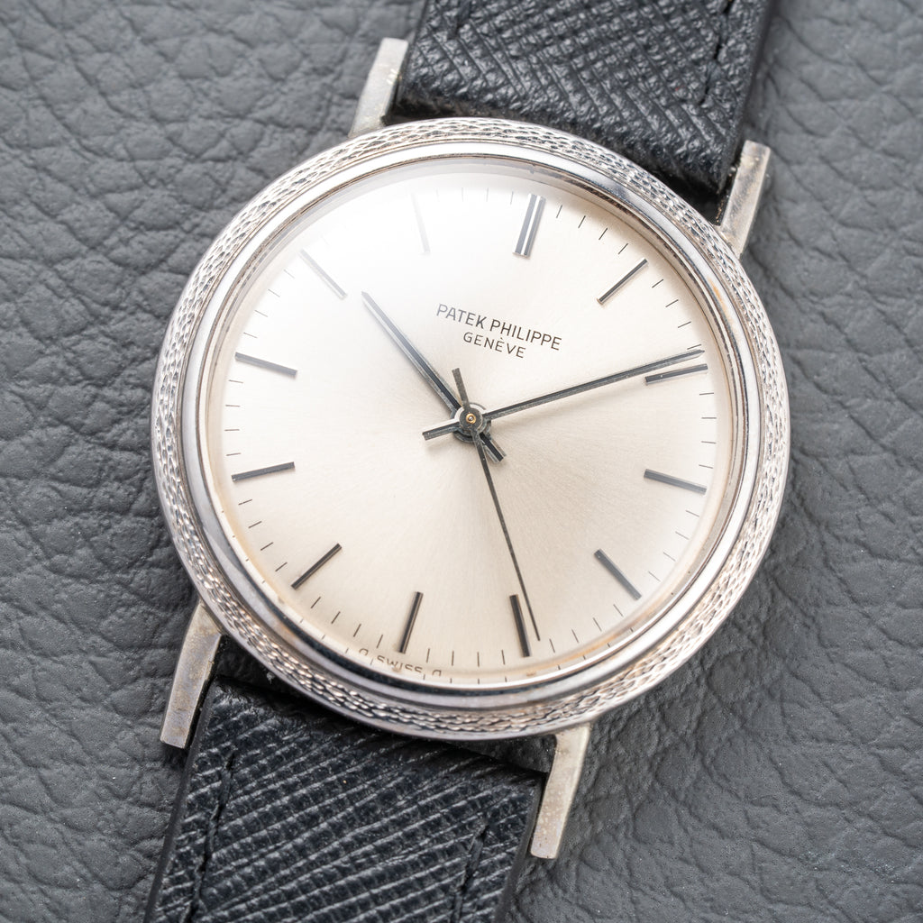 Patek Philippe Automatic Back-Winder Sigma Dial 18K White Gold Bark Finish Ref. 3569 from 1970s