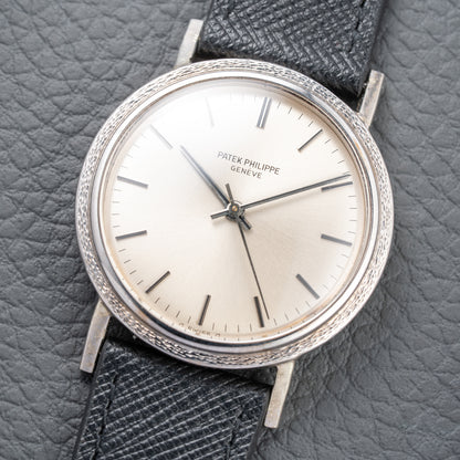 Patek Philippe Automatic Back-Winder Sigma Dial 18K White Gold Bark Finish Ref. 3569 from 1970s