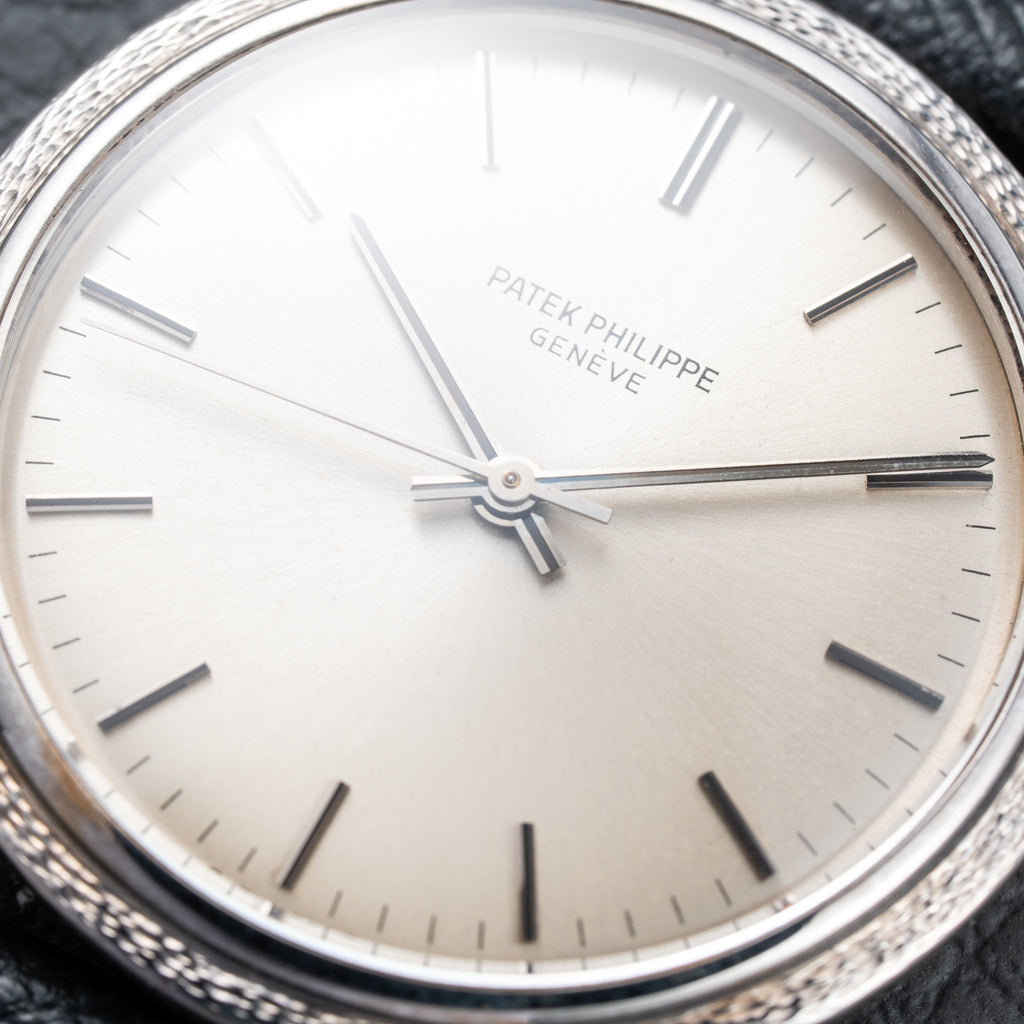 Patek Philippe Automatic Back-Winder Sigma Dial 18K White Gold Bark Finish Ref. 3569 from 1970s