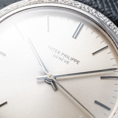 Patek Philippe Automatic Back-Winder Sigma Dial 18K White Gold Bark Finish Ref. 3569 from 1970s