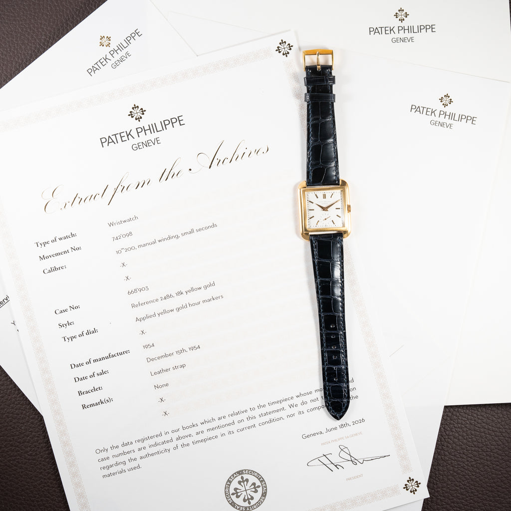 Patek Philippe Cioccolatone Square 18K Yellow Gold with Extract Ref. 2486 from 1954