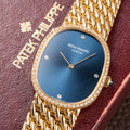 Patek Philippe Ellipse 18K Blue Dial Diamond Set Ref. 3849 from 1970s