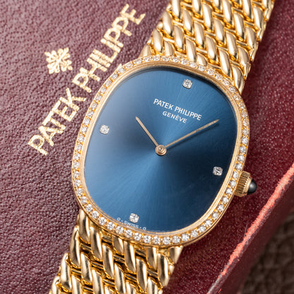 Patek Philippe Ellipse 18K Blue Dial Diamond Set Ref. 3849 from 1970s