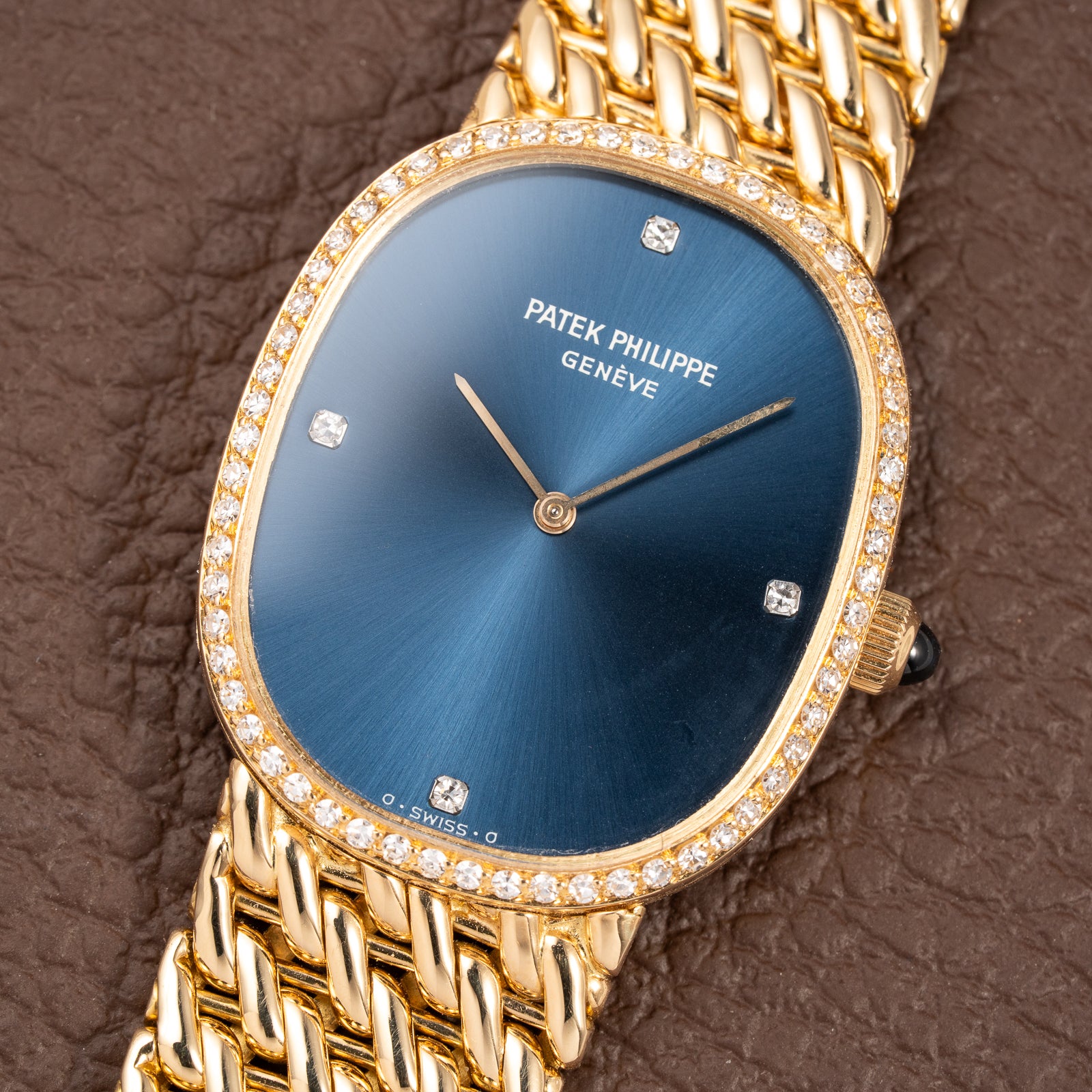 Patek Philippe Ellipse 18K Blue Dial Diamond Set Ref. 3849 from 1970s