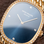 Patek Philippe Ellipse 18K Blue Dial Diamond Set Ref. 3849 from 1970s