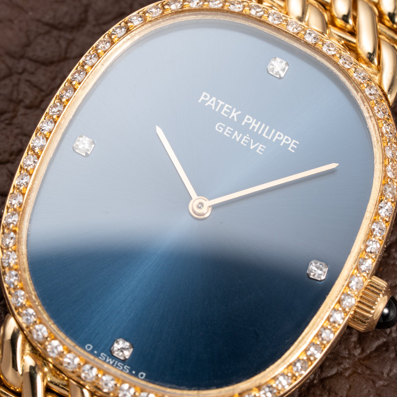 Patek Philippe Ellipse 18K Blue Dial Diamond Set Ref. 3849 from 1970s