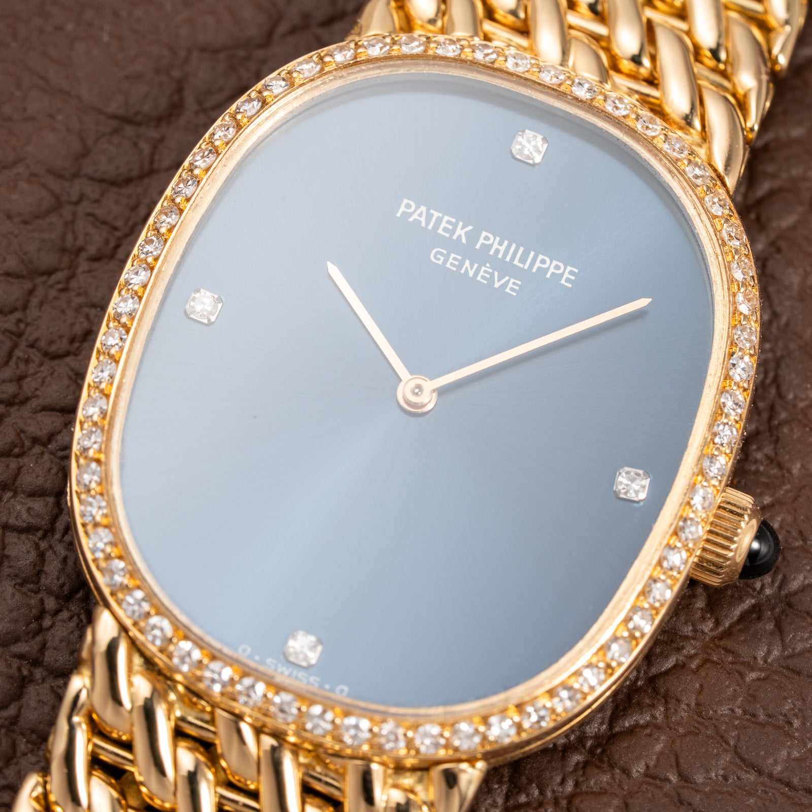 Patek Philippe Ellipse 18K Blue Dial Diamond Set Ref. 3849 from 1970s