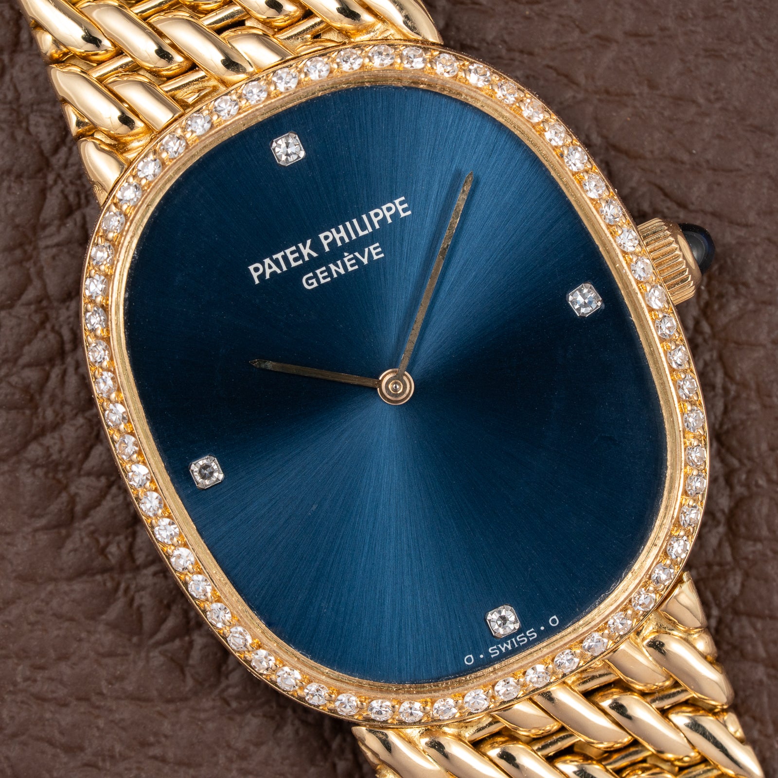 Patek Philippe Ellipse 18K Blue Dial Diamond Set Ref. 3849 from 1970s
