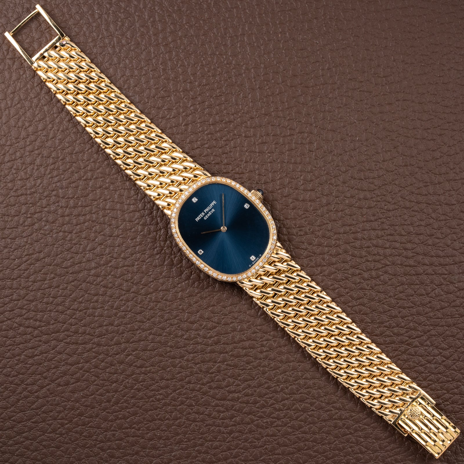 Patek Philippe Ellipse 18K Blue Dial Diamond Set Ref. 3849 from 1970s