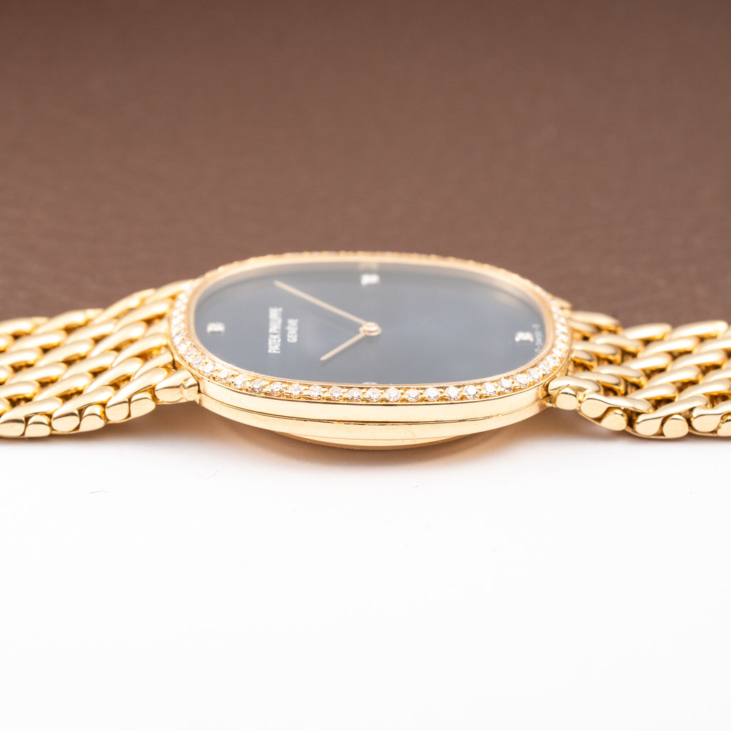 Patek Philippe Ellipse 18K Blue Dial Diamond Set Ref. 3849 from 1970s
