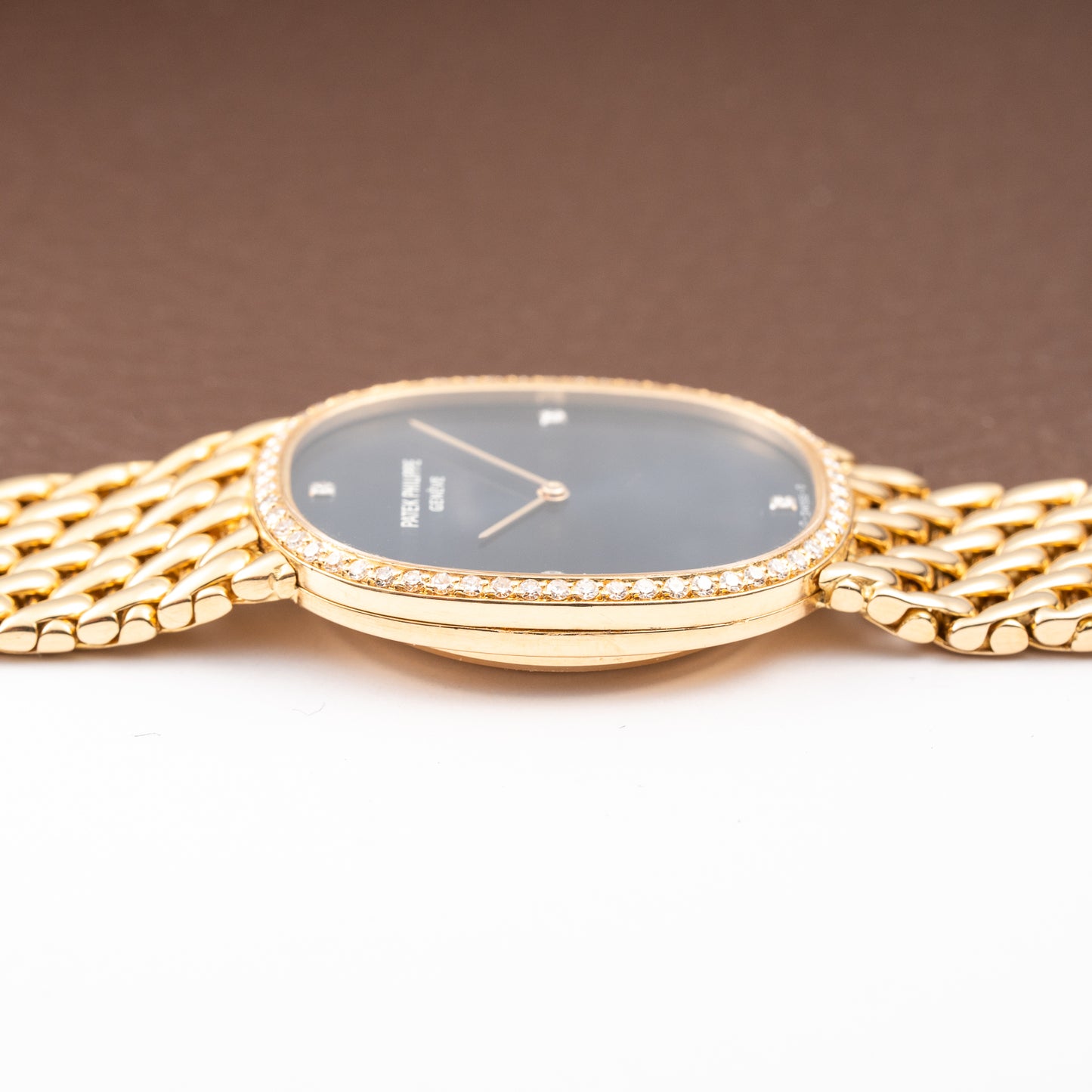 Patek Philippe Ellipse 18K Blue Dial Diamond Set Ref. 3849 from 1970s