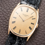 Patek Philippe Ellipse Champagne Textured Roman Dial 18K Yellow Gold Ref 3546 from 1970s