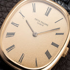 Patek Philippe Ellipse Champagne Textured Roman Dial 18K Yellow Gold Ref 3546 from 1970s
