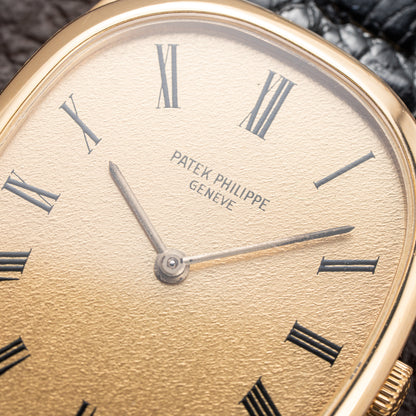 Patek Philippe Ellipse Champagne Textured Roman Dial 18K Yellow Gold Ref 3546 from 1970s