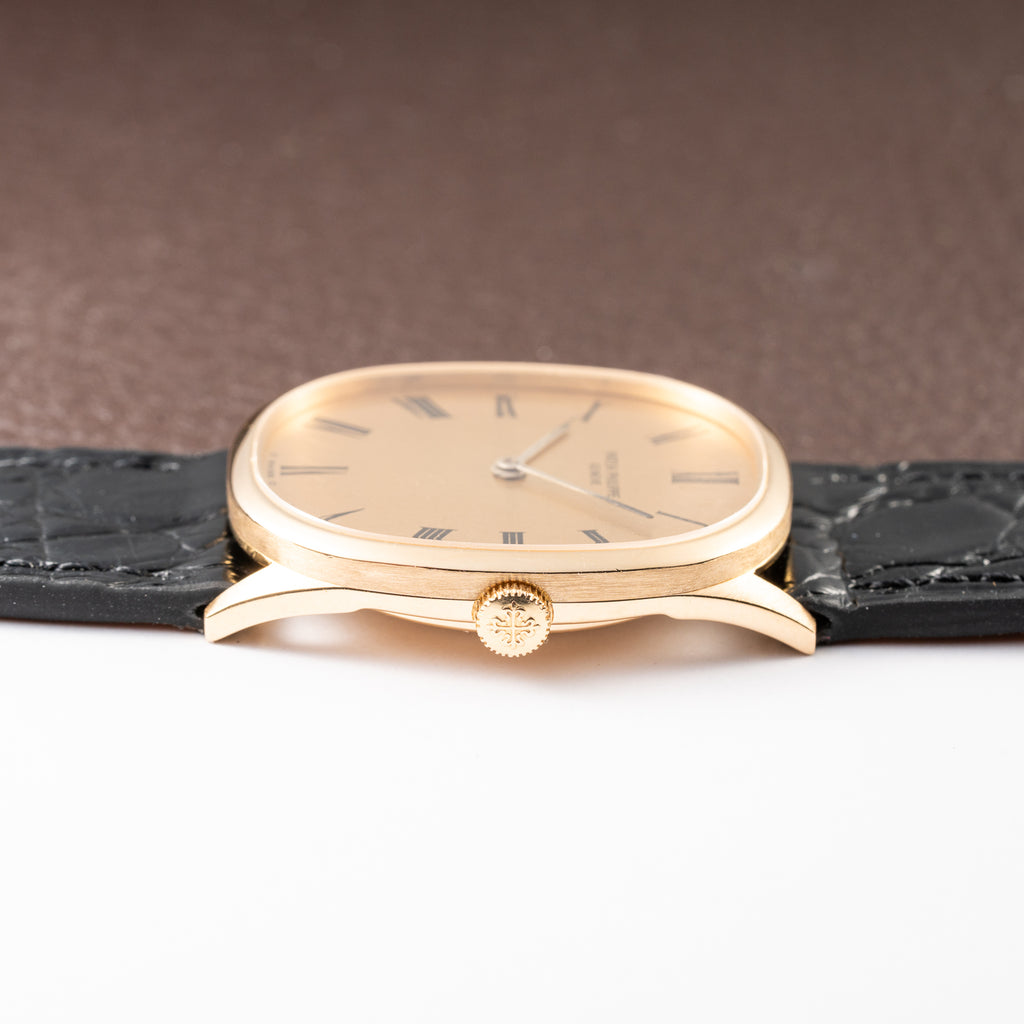 Patek Philippe Ellipse Champagne Textured Roman Dial 18K Yellow Gold Ref 3546 from 1970s