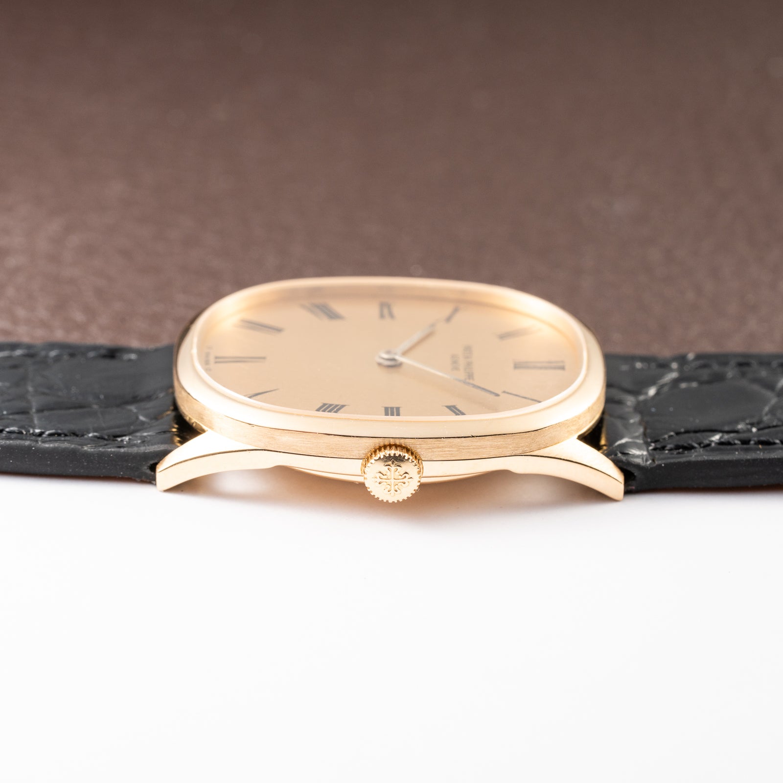 Patek Philippe Ellipse Champagne Textured Roman Dial 18K Yellow Gold Ref 3546 from 1970s
