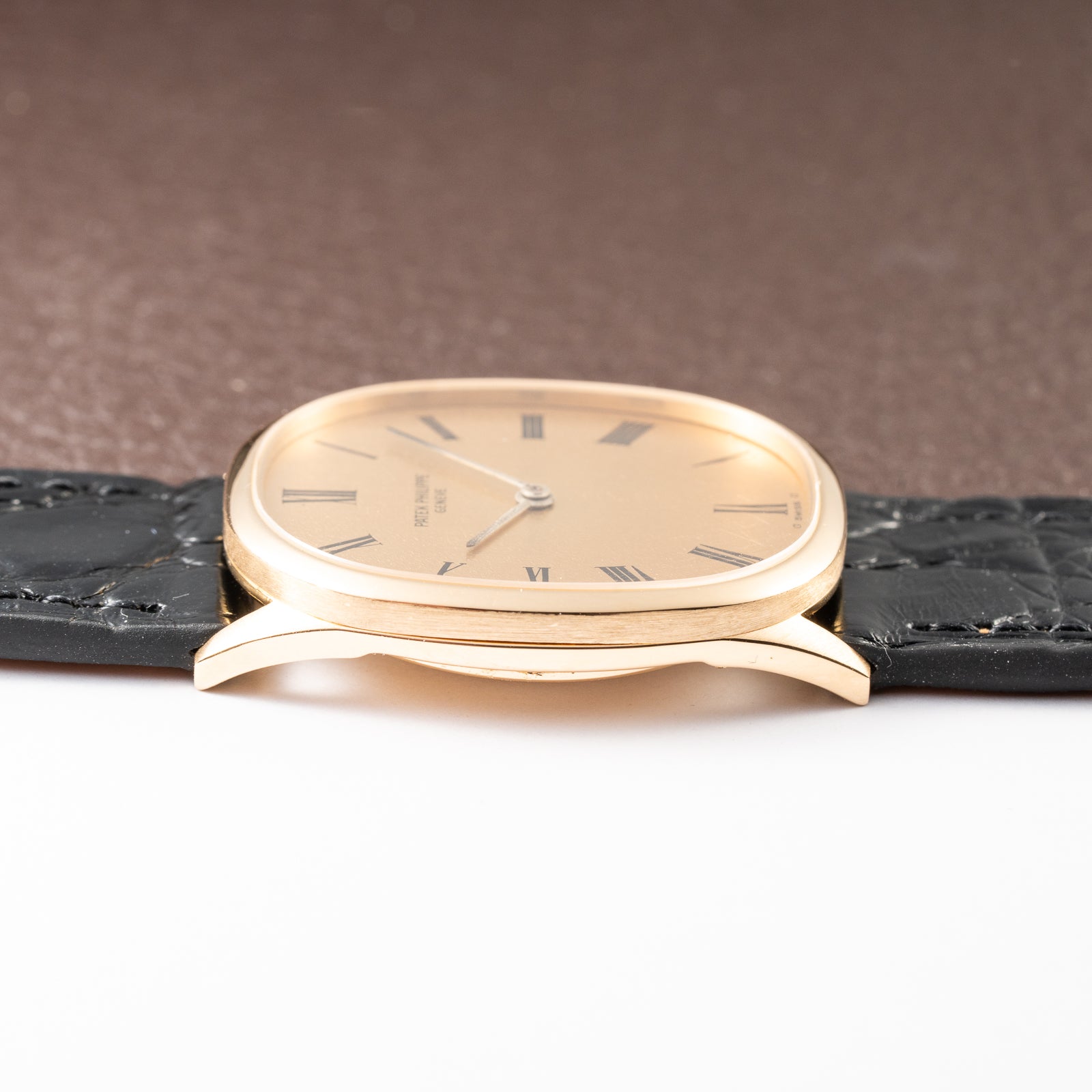 Patek Philippe Ellipse Champagne Textured Roman Dial 18K Yellow Gold Ref 3546 from 1970s