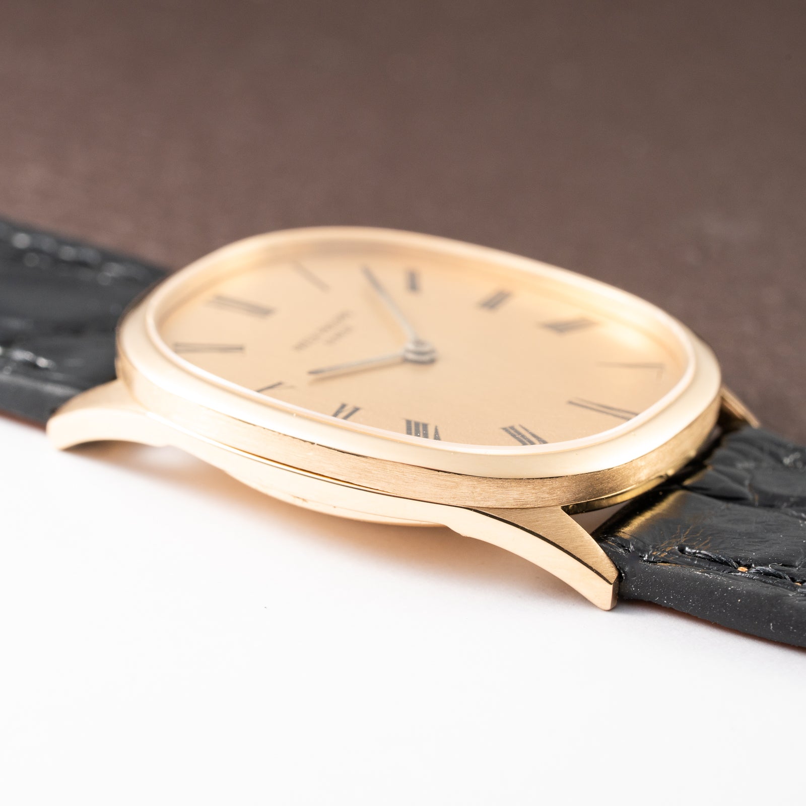 Patek Philippe Ellipse Champagne Textured Roman Dial 18K Yellow Gold Ref 3546 from 1970s