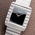 Patek Philippe Gondolo Black Onyx Stone Haute Joaillerie Diamond Case & Bracelet 18k White Gold Ref 3733 From 1970s