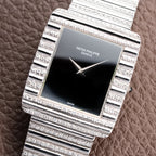 Patek Philippe Gondolo Black Onyx Stone Haute Joaillerie Diamond Case & Bracelet 18k White Gold Ref 3733 From 1970s