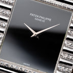 Patek Philippe Gondolo Black Onyx Stone Haute Joaillerie Diamond Case & Bracelet 18k White Gold Ref 3733 From 1970s