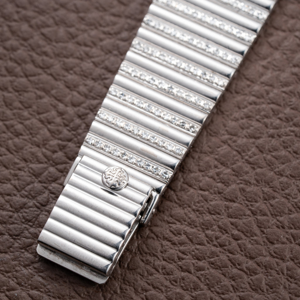 Patek Philippe Gondolo Black Onyx Stone Haute Joaillerie Diamond Case & Bracelet 18k White Gold Ref 3733 From 1970s