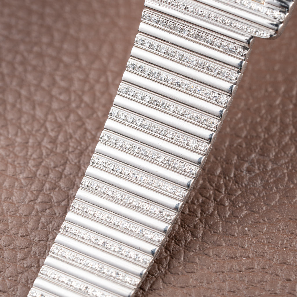 Patek Philippe Gondolo Black Onyx Stone Haute Joaillerie Diamond Case & Bracelet 18k White Gold Ref 3733 From 1970s