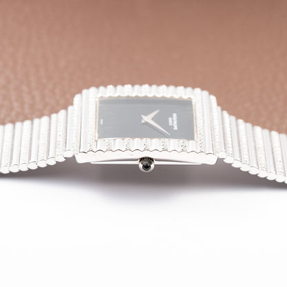 Patek Philippe Gondolo Black Onyx Stone Haute Joaillerie Diamond Case & Bracelet 18k White Gold Ref 3733 From 1970s