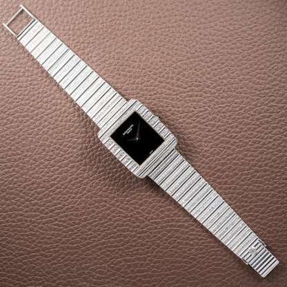 Patek Philippe Gondolo Black Onyx Stone Haute Joaillerie Diamond Case & Bracelet 18k White Gold Ref 3733 From 1970s