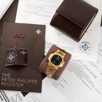 Patek Philippe Nautilus Blue Sigma Dial 18K Yellow Gold Patek Philippe Service 2020 Ref 3800 from 1990