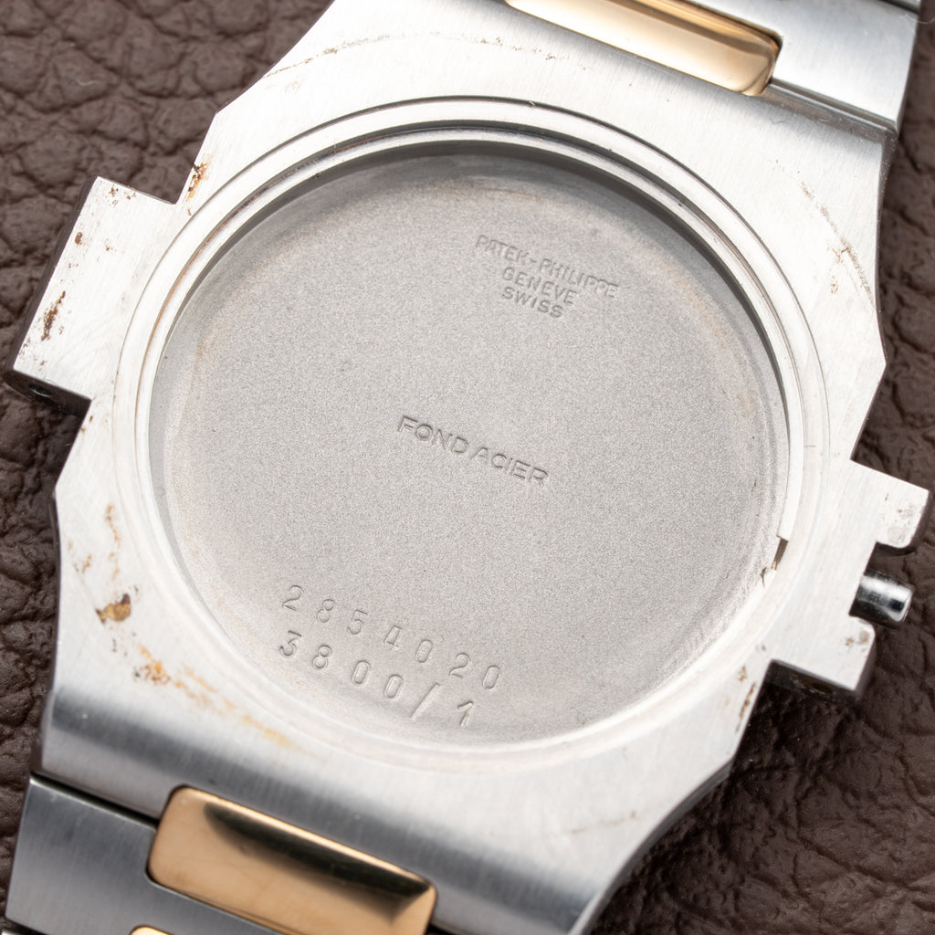 Patek Philippe Nautilus Gold/Steel White Cream Ceramic Sigma Dial Ref 3800 from 1980s
