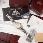 Patek Philippe Nautilus Gold/Steel White Cream Ceramic Sigma Dial Ref 3800 from 1980s