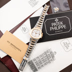 Patek Philippe Nautilus Gold/Steel White Cream Ceramic Sigma Dial Ref 3800 from 1980s