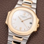 Patek Philippe Nautilus Gold/Steel White Cream Ceramic Sigma Dial Ref 3800 from 1980s