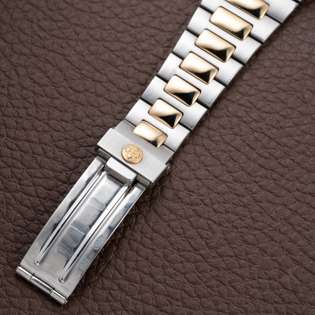 Patek Philippe Nautilus Gold/Steel White Cream Ceramic Sigma Dial Ref 3800 from 1980s