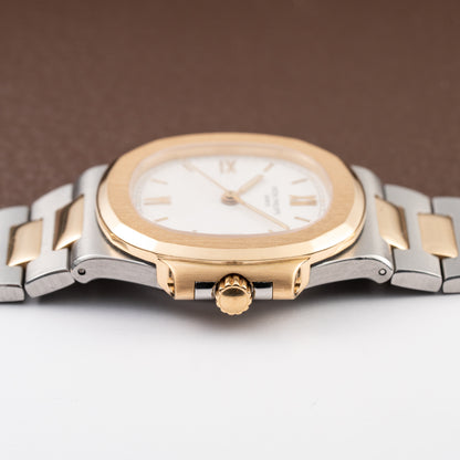 Patek Philippe Nautilus Gold/Steel White Cream Ceramic Sigma Dial Ref 3800 from 1980s