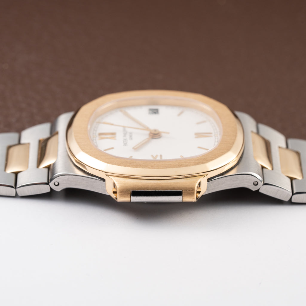 Patek Philippe Nautilus Gold/Steel White Cream Ceramic Sigma Dial Ref 3800 from 1980s