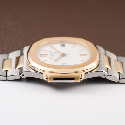Patek Philippe Nautilus Gold/Steel White Cream Ceramic Sigma Dial Ref 3800 from 1980s