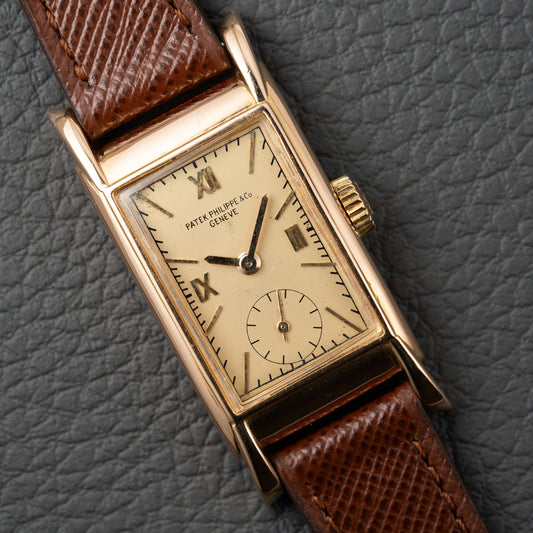 Patek Philippe Rectangular Cal 9'90 French Rose Gold Case from 1939