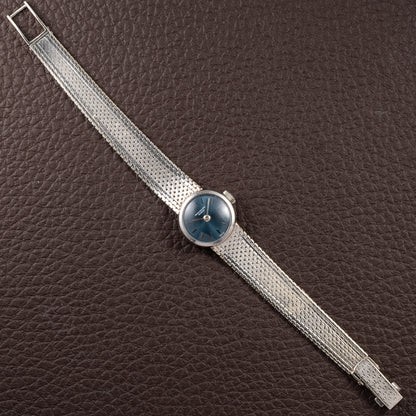 Patek Philippe Calatrava Lady Cocktail Watch White Gold 18k Blue Dial Ref 3266 from 1960s