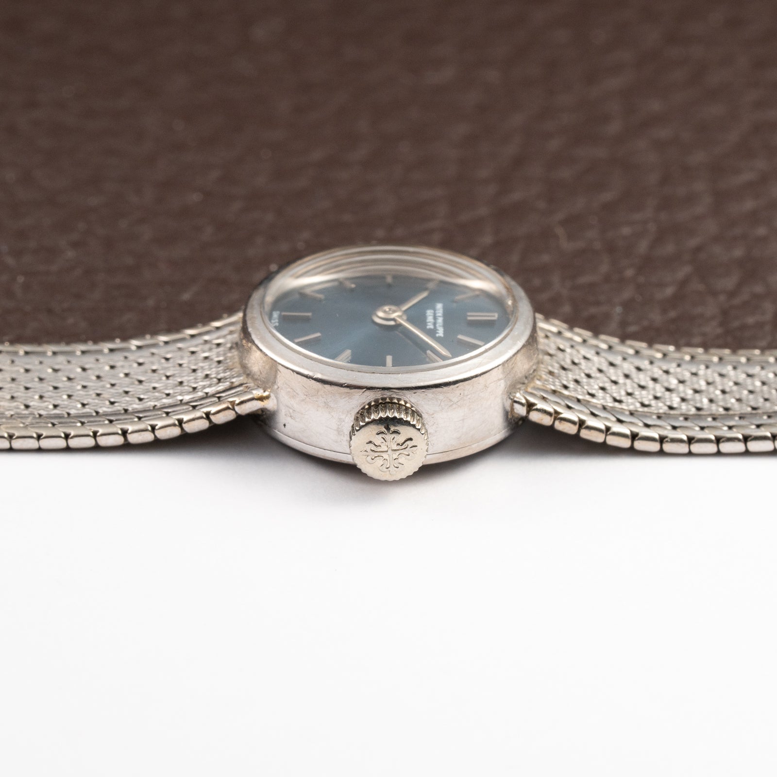 Patek Philippe Calatrava Lady Cocktail Watch White Gold 18k Blue Dial Ref 3266 from 1960s