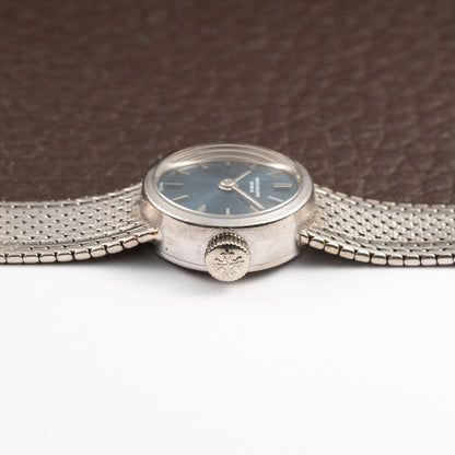 Patek Philippe Calatrava Lady Cocktail Watch White Gold 18k Blue Dial Ref 3266 from 1960s