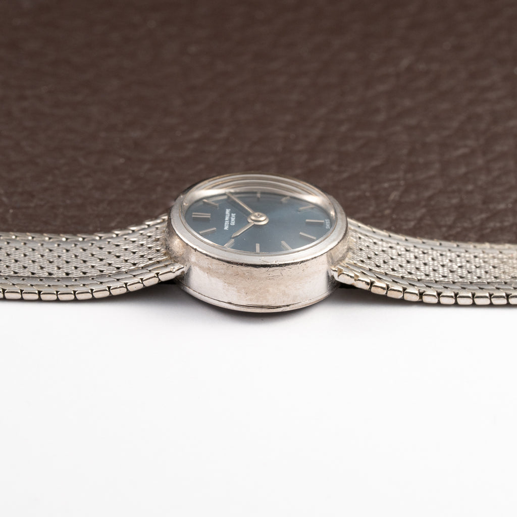 Patek Philippe Calatrava Lady Cocktail Watch White Gold 18k Blue Dial Ref 3266 from 1960s