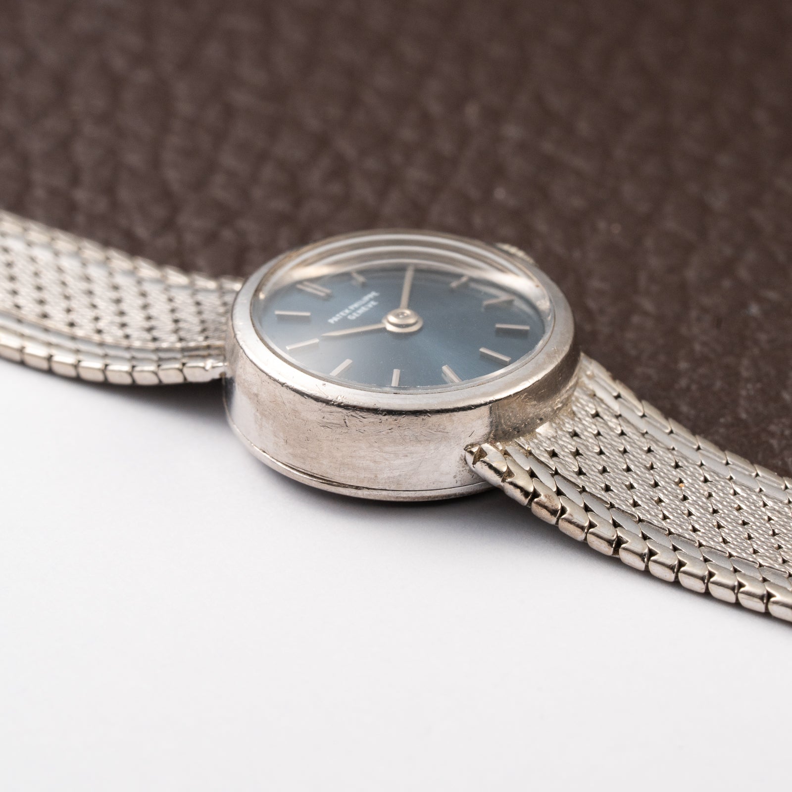 Patek Philippe Calatrava Lady Cocktail Watch White Gold 18k Blue Dial Ref 3266 from 1960s