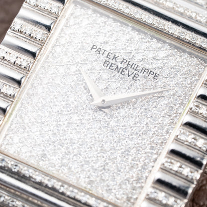 Patek Philippe Gondolo Haute Joaillerie Diamond Pavé Dial, Case & Bracelet 18k White Gold Ref 3733 From 1970s