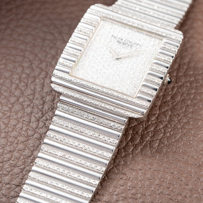 Patek Philippe Gondolo Haute Joaillerie Diamond Pavé Dial, Case & Bracelet 18k White Gold Ref 3733 From 1970s