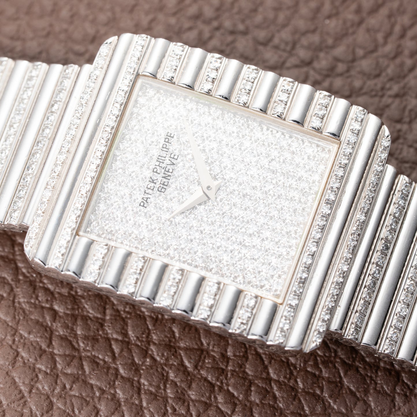Patek Philippe Gondolo Haute Joaillerie Diamond Pavé Dial, Case & Bracelet 18k White Gold Ref 3733 From 1970s