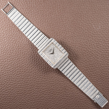 Patek Philippe Gondolo Haute Joaillerie Diamond Pavé Dial, Case & Bracelet 18k White Gold Ref 3733 From 1970s