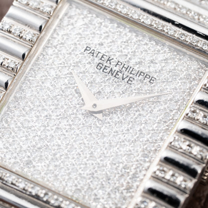 Patek Philippe Gondolo Haute Joaillerie Diamond Pavé Dial, Case & Bracelet 18k White Gold Ref 3733 From 1970s