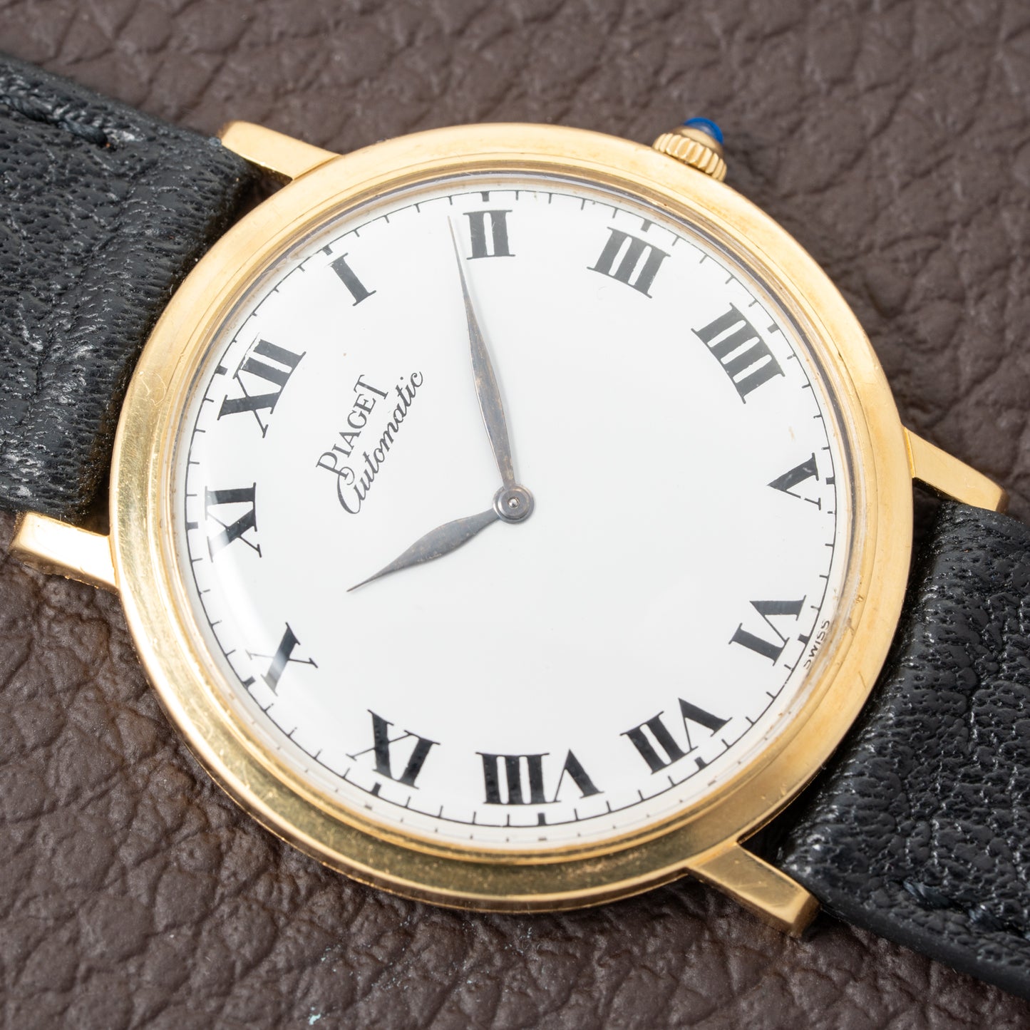 Piaget Automatic Ultra Plat 18K Gold White Roman Dial Ref. 12603 from 1960s
